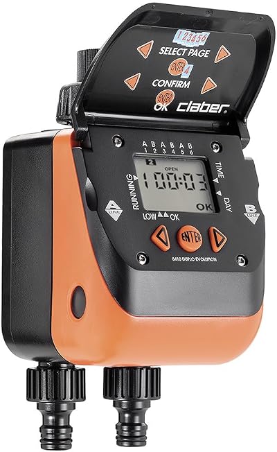 Claber 8410 Aquadue Duplo Evolution Hose Timer, Black/Orange, 9.7x22.5cm