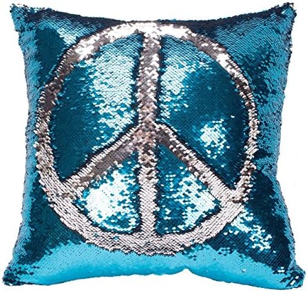 CHICCAT Reversible Sequins Mermaid Throw Pillow Cases Pillow Covers 4040cm/16"x16" (Blue &amp; Silver)