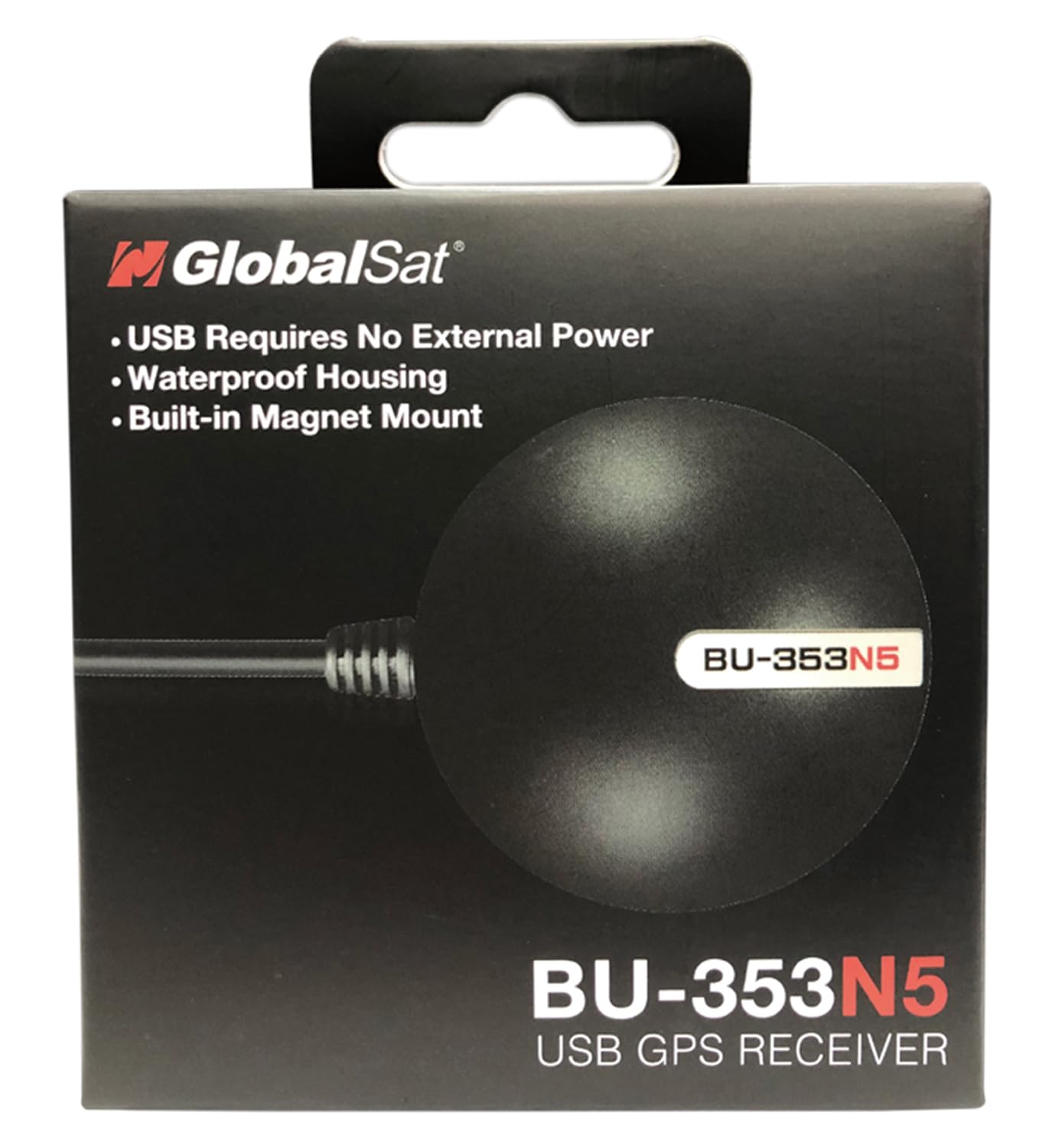 GlobalSat BU-353N5 USB GNSS Receiver, Black, Made in Taiwan