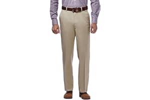 Haggar Men's Premium No Iron Khaki Classic Fit Expandable Waist Flat Front Pant (Regular and Big & Tall Sizes)