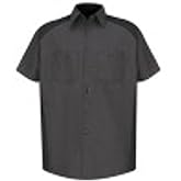 Red Kap Men's Standard Motorsports Shirt, Short Sleeve, Charcoal/Black, X-Large