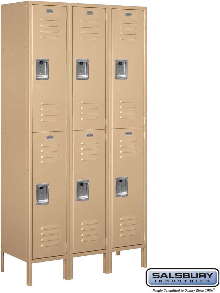 Amazon Com Salsbury Industries Assembled 2 Tier Extra Wide Standard Metal Locker With Three Wide Storage Units 6 Feet High By 15 Inch Deep Gray Home Kitchen