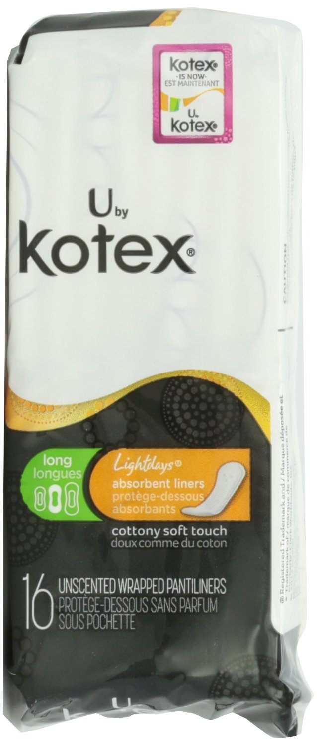 U by Kotex Absorbent Pantiliners, Long, Individually