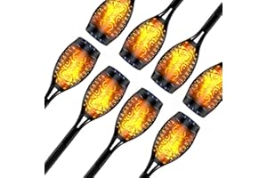 BINNEKER 8Pack Solar Outdoor Lights, Solar Torch Lights with Flickering Flame Effect, Solar Flame Lights for Garden Parties, Camping, BBQ, Weddings, Christmas, and Halloween