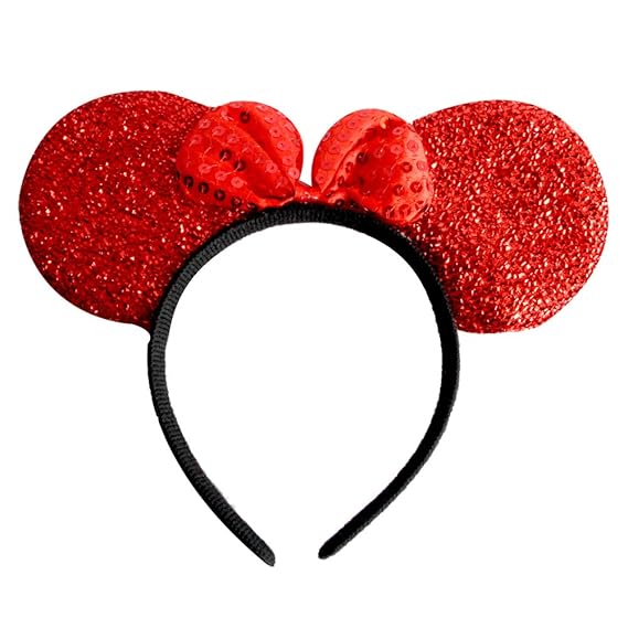 Earthbound Creations Sequined Red Cute Ears Headband For Women
