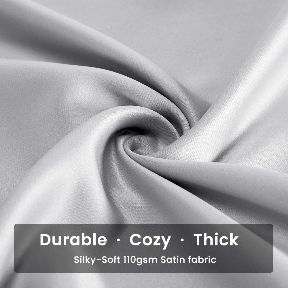 SLEEP ZONE Satin Pillowcases Temperature Regulation Set of 2 for Hair and Skin King 20x40 Pillow Cover (King, Silver Grey)