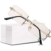 Canoazo Rimless Rectangle Sunglasses Women Men Trendy Square Y2K Glasses Retro Frameless Eyewear Gradient Lens(Clear)