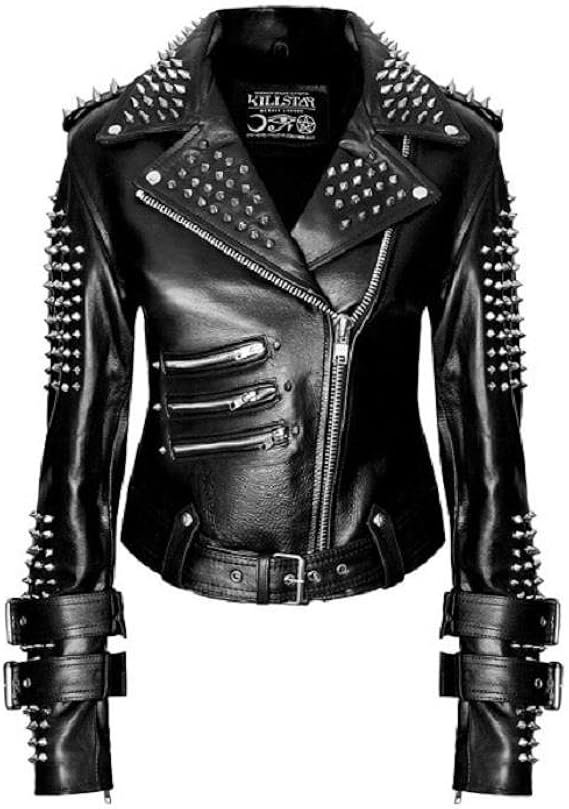 OULIWANGLUO Damen Lederjacke Kurz - Leichte Bikerjacke Mit Nieten Für Frühling Und Sommer