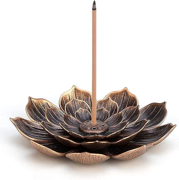 Lotus Incense Burner Holder, Brass Lotus Flower Incense Sticks Holder