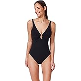 Profile by Gottex Women's V-Neck One-Piece Swimwear—Built-in Soft Cups, Adjustable Straps, Front & Back Lining, Tummy Control