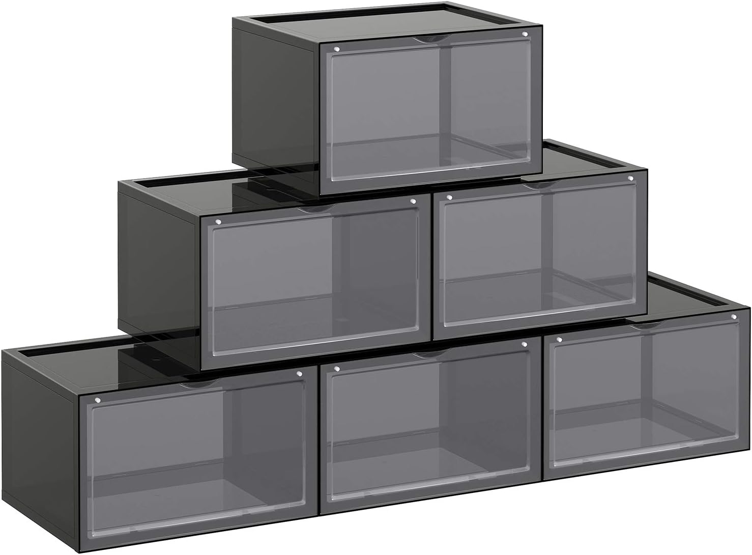 SONGMICS Shoe Boxes, Pack of 6 Stackable Shoe Organizers