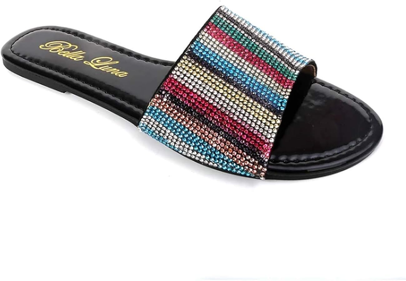 black womens rainbow sandals