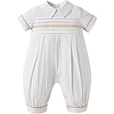 Booulfi Baptism Christening Outfits for Boys Easter White Romper Baby Romper Church Newborn Clothes