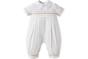 Booulfi Baptism Christening Outfits for Boys Easter White Romper Baby Romper Church Newborn Clothes