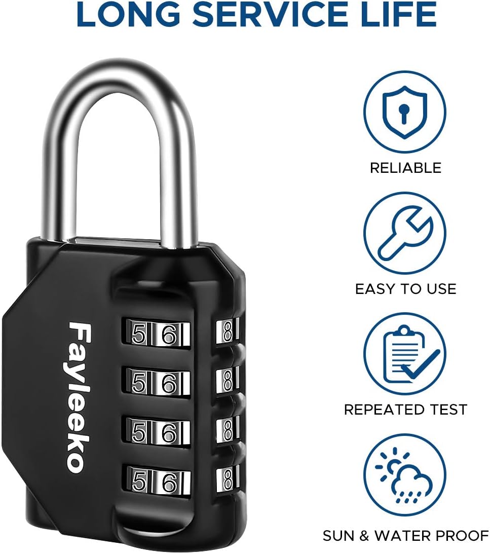 Combination Lock, 2 Pack, 4 Digit Combination Padlock for School Gym Sports Locker, Fence, Toolbox, Case, Hasp Cabinet Storage. Black - - 