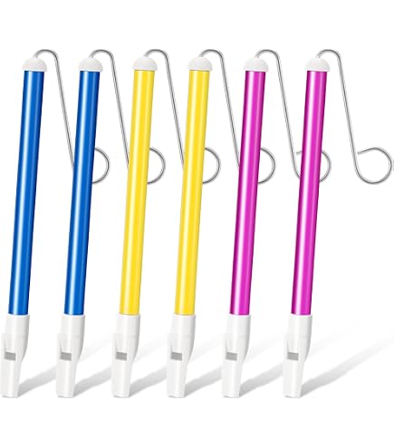 Sifflets Coulissants - Lot De 3 - En Plastique Avec Tige Acier Inox - 10 Pouces (extensible 16,5) - Pour Enfants, Musique, Jeux