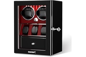 DUKWIN Watch Winder for 2/4/6/8 Automatic Watches,Lockable Watch Winders with Watch Holders and Jewelry Storages, Super Quiet Mabuchi Motor with High-Gloss Piano Lacquer Finish,Built-in Illumination