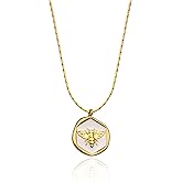 Lauren-Spencer Mother of Pearl Necklace for Women Gold Plated Butterfly Round Square Pendant Necklace White Shell Dainty Gold Necklace for Women Jewelry Gift