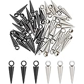 UNICRAFTALE 2 Colors 40Pcs Spike Charm Metal Titanium Steel Tibetan Style Cone Pendants Drop Dangle Earring Charm for Earring Bracelets DIY Jewelry Making 19.5mm Long