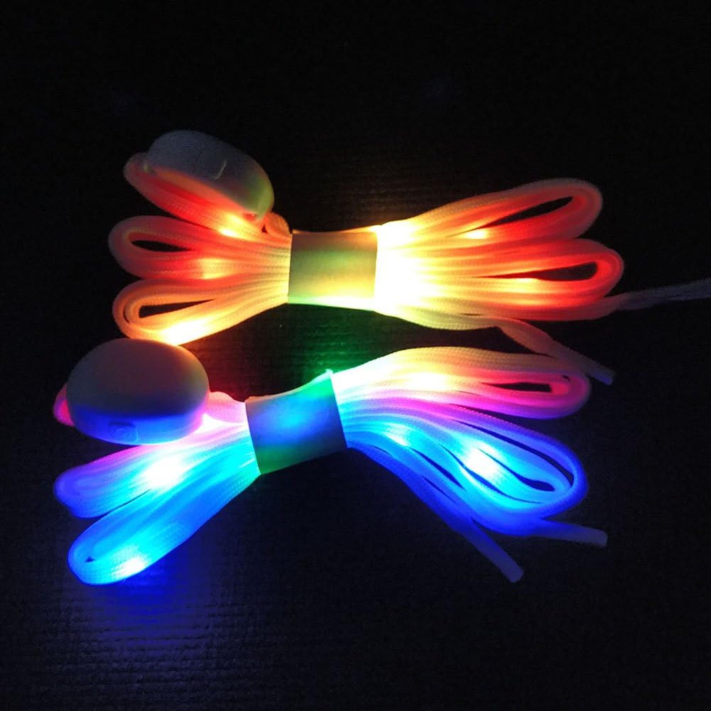MadeComfy LED Shoelaces Light Up Laces 3 Modes 7 Colors Flashing Colorful Shoestrings: Clothing