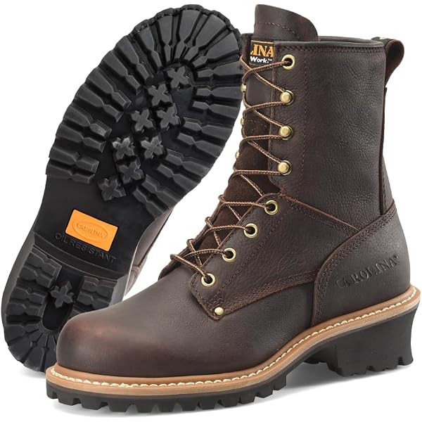 Carolina Elm Soft Toe Logger 8 Inch EH Men\'s 8.5 D Black Brown Leather Boots Carolina Elm Men main image 4