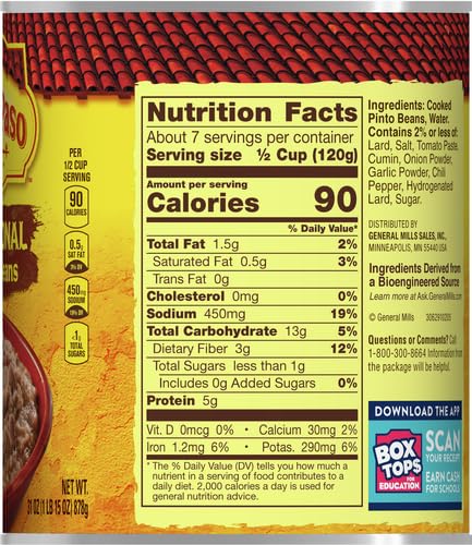 OLD EL PASO TRADITIONAL REFRIED BEANS, VALUE SIZE, 31 OZ.