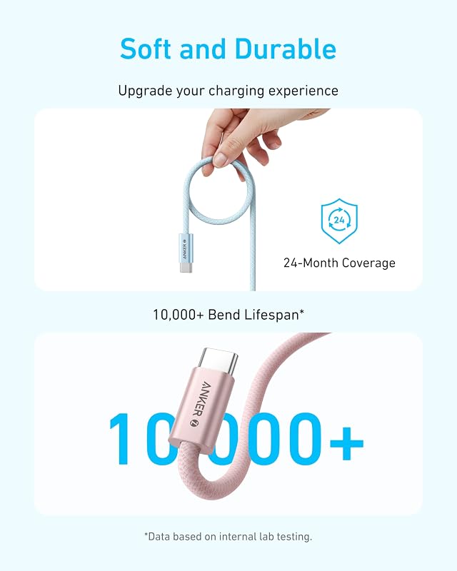 Cavo da USB C a USB C, 240W Ricarica Rapida, Confezione da 2