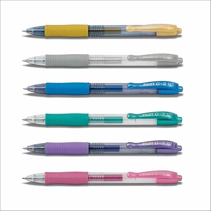 Pilot G2-07 Metallic Gelschreiber 6er Set Gold, Silber, Blau, Grün, Violett, Pink