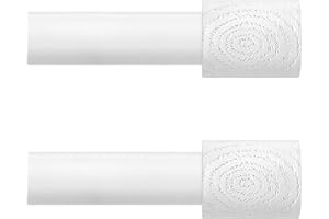 JRZOO 2 Pack White Curtain Rods, 1'' Decorative Adjustable Splicing Window Curtain Rods, Heavy Duty Drapery Pole for Windows 
