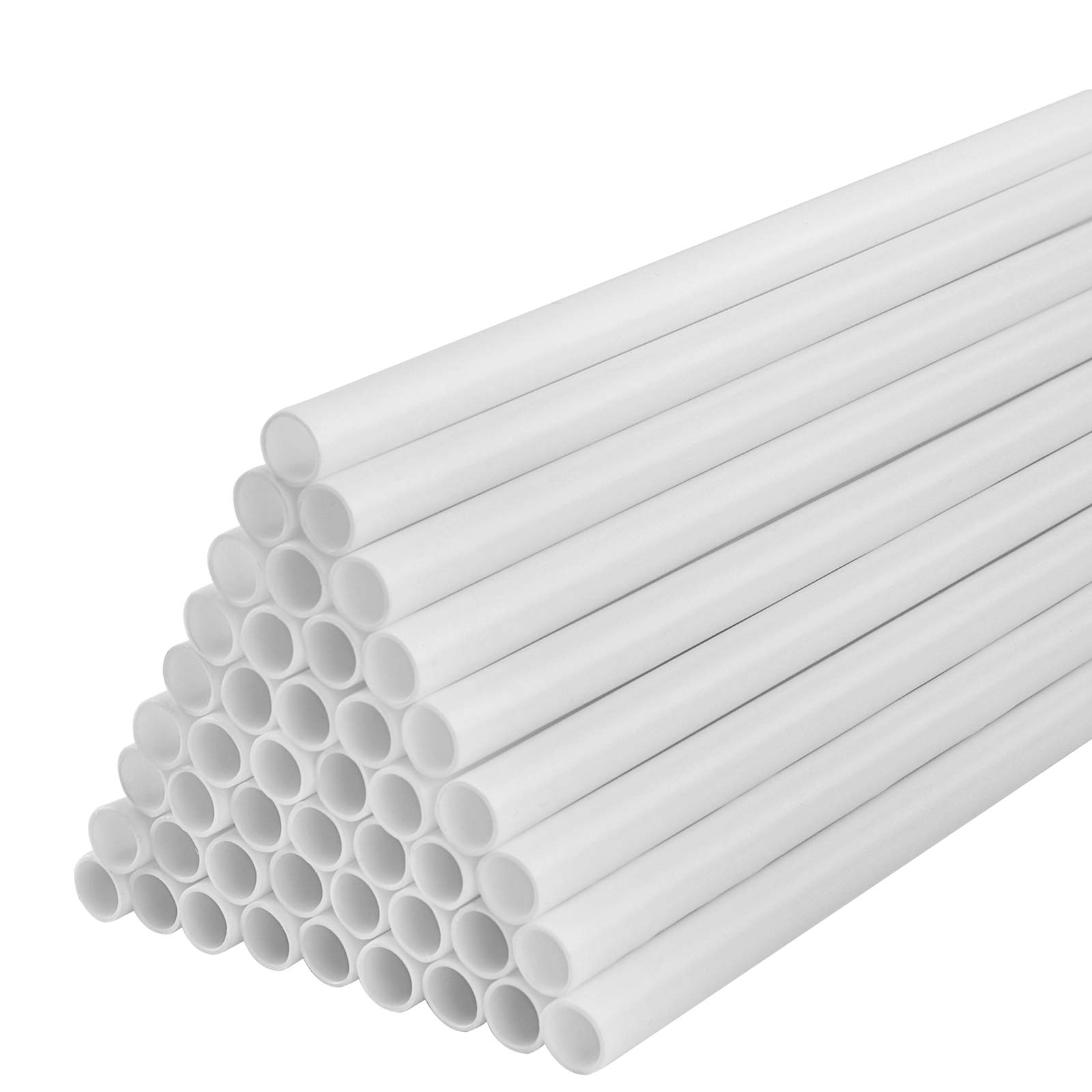White Cake Dowels, 50 Pieces Cake Support Rods, 0.4 Inch Diameter Plastic Cake Stand Sticks Cake Round Dowels Straws for Tiered Cake Construction and Stacking Supporting (9.45 Inch Length)