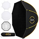 Glow EZ Lock 48" Octagon Softbox for Bowens-Mount Lights, Silver Interior, Dual Diffusers, Eggcrate Grid, Deflector Disc &amp; Carry Bag, Compatible with Godox, NEEWER &amp; Aputure, 1 Year Limited Warranty