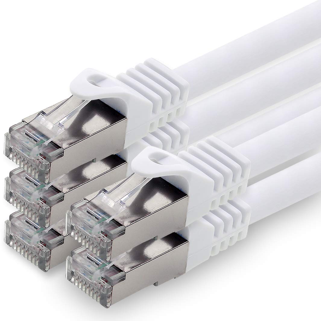 1aTTack.de 0.25 m - white - pack of 5 CAT.7 network cable patch cable SFTP PIMF LSZH Gigabit Lan cable 10Gb s cat7 raw cable with RJ45 connector Cat6a compatible with CAT5 CAT6 cat7 cat8