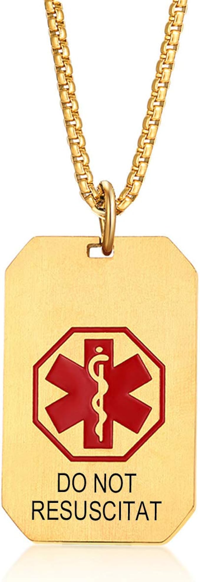 MZZJ 22MM×36MM DO NOT RESUSCITATE Necklace Medical Alert ID Jewelry