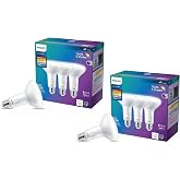 PHILIPS LED 65W BR30 Flicker-Free Light Bulbs, 6-Pack | Selectable White Multi-CCT, 650 Lumen, Dimmable, Frosted Flicker-Free, EyeComfort Technology