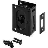 Prime-Line N 73678 Pocket Door Privacy Lock with Pull - Replace Old or Damaged Pocket Door Locks Quickly and Easily &ndash; Matte Black, 3-3/4 in. (Single Pack)