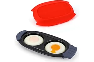 Microwave Egg Cooker, Portable 2-Egg Double Poacher for Breakfast Sandwiches Multi Use Microwave Cookware Poached Maker Fryer