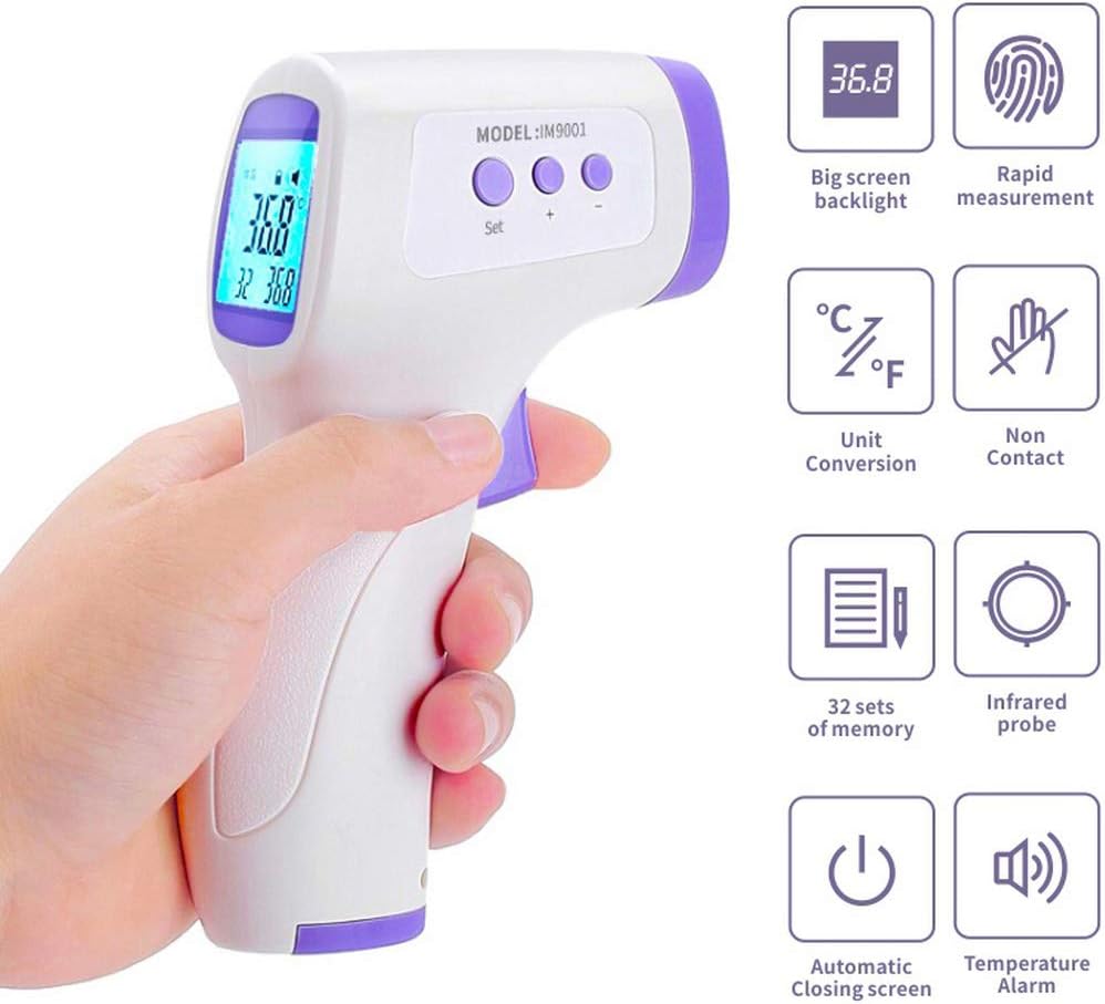 Forehead Thermometer for Adults Baby Fever Indicator, Non Contact Digital IR Infrared Ear Thermometer Meter with LCD Display, Body Temperature Measurement, Indoor and Outdoor Use, ℃ (1 Pcs)