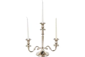 Deco 79 Aluminum Metal Scroll Decorative Candelabra Candlestick Holder, Candlestand 14" x 6" x 14", Silver