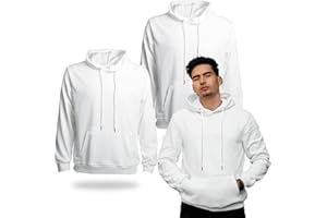 METFUIN 2 Pack Polyester Adult Hoodies for Sublimation White Blank Hooded Sweatshirt