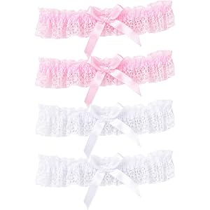 4PCS Pink Garter, Bridal Garter Set with White and Pink Colors, Adjustable Wedding Accessories for Brides and Bridesmaids, Co
