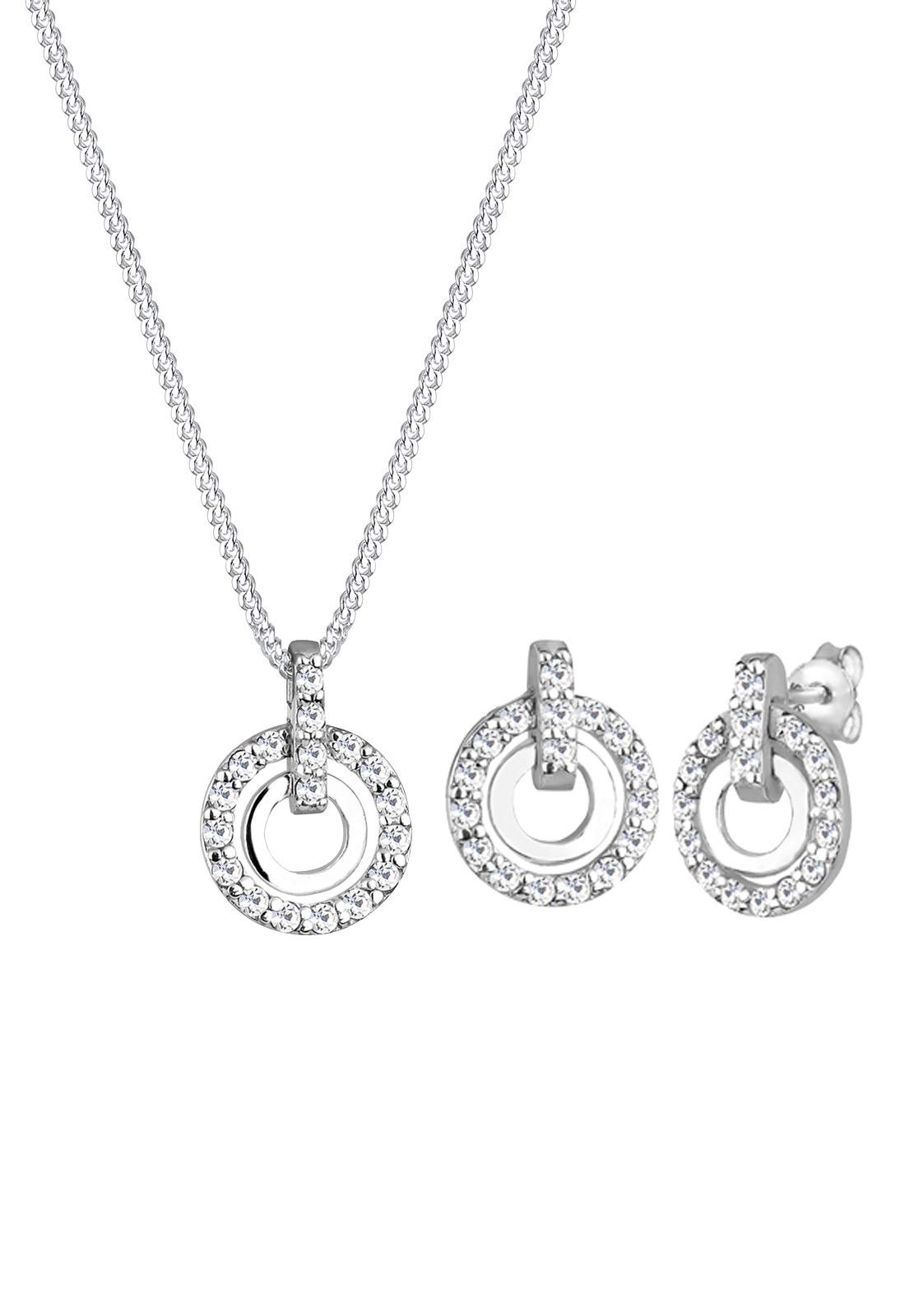 Elli Women's Silver Xilion Cut Jewellery Set - 45cm length