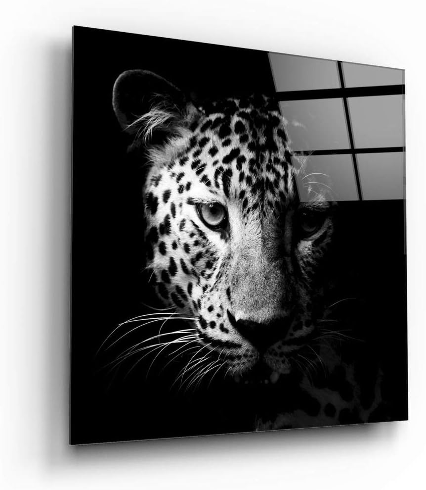 insigne Leopard UV Printed Glass Painting 30x30 cm