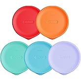 Replacement Lids for Pyrex 7201-PC 4 Cup Silicone Storage Cover Airtight | 5 Pack Lids for Anchor Hocking Glass Bowl Mixed Color Food Grade Silicone Durable Leakproof, Dishwasher Microwave Safe