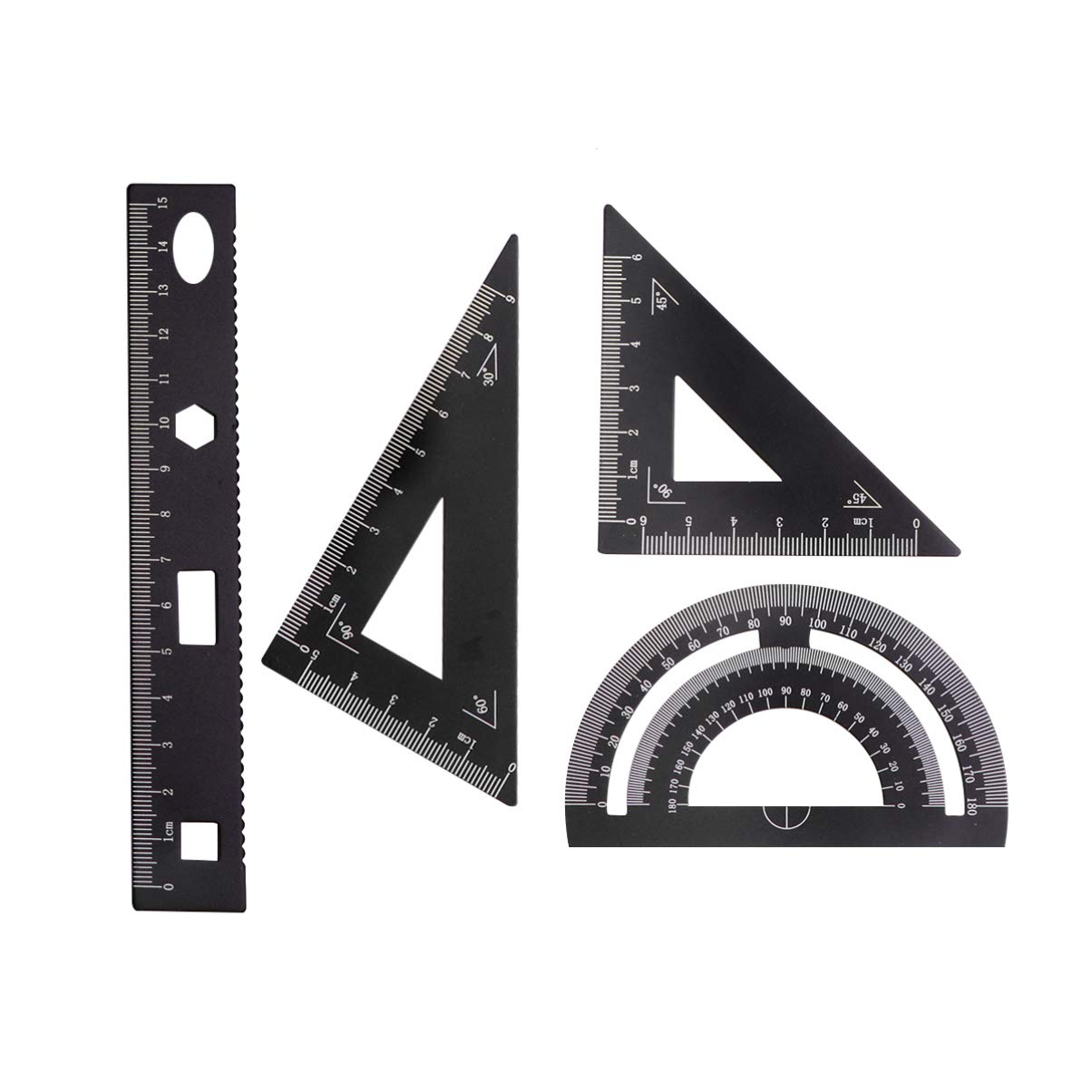 Milisten 1set Metal Ruler Set with Protractor and Plate Tools for Students Architects and Designers Portable Kit for School Use
