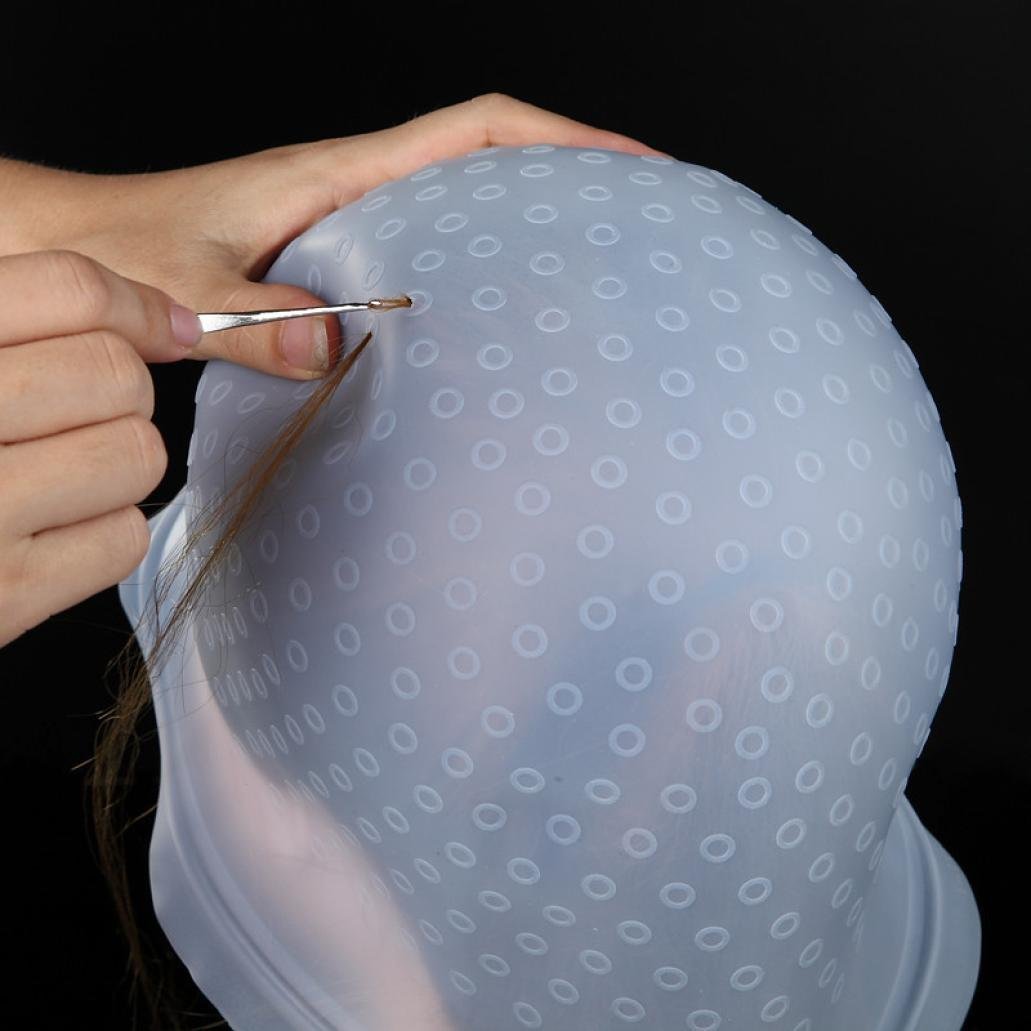 Highlight Caps with Coloring Hair Hook 2 Packs, Frosting Coloring Cap, Professional Salon Silicone Hairdressing Tools : Beauty