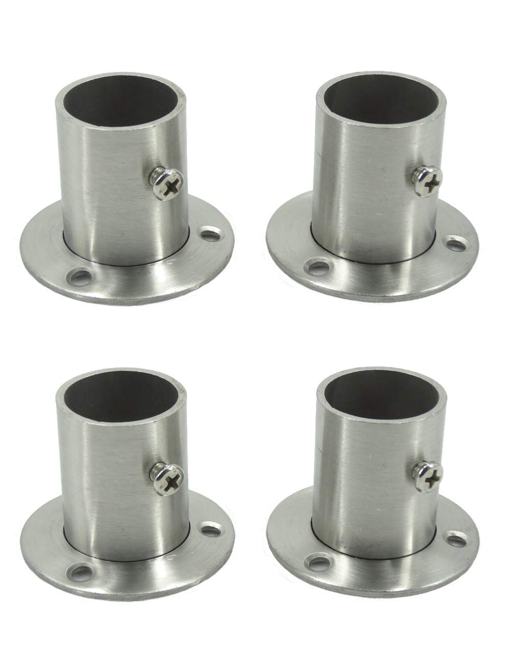 Stainless Steel Clothes Rail Round Pipe Tie Rod End Bracket for Wardrobe, Set of 4, 52 mm x 52 mm x 40 mm, Rustproof Adjustable Flange for 25 mm