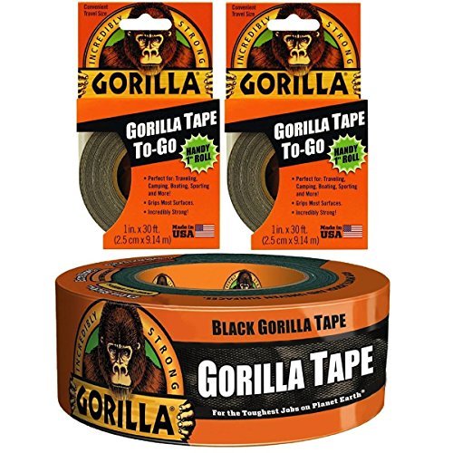 (2) Gorilla Tape to-Go with (1) 1.88in x 12yd Black Gorilla Tape Bundle (Best Type Of Steroids)