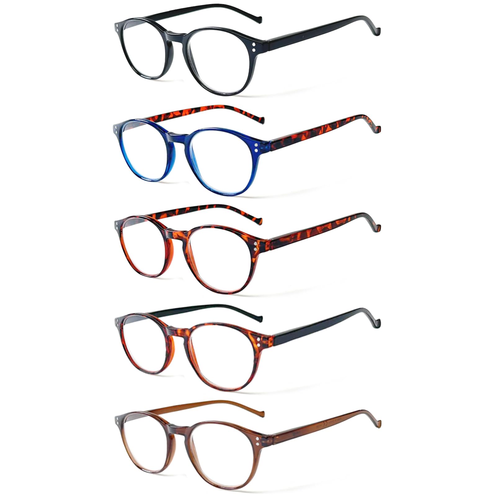 Photo 1 of NORPERWIS 5 Pairs Reading Glasses - Standard Fit Spring Hinge Readers Glasses for Men and Women (5Color, 4.0, x)