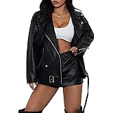 Gudasuo Womens Oversized Leather Jackets Faux Suede Fall Fashion Motorcycle Coats Winter Outfits Clothes Y2k Tops