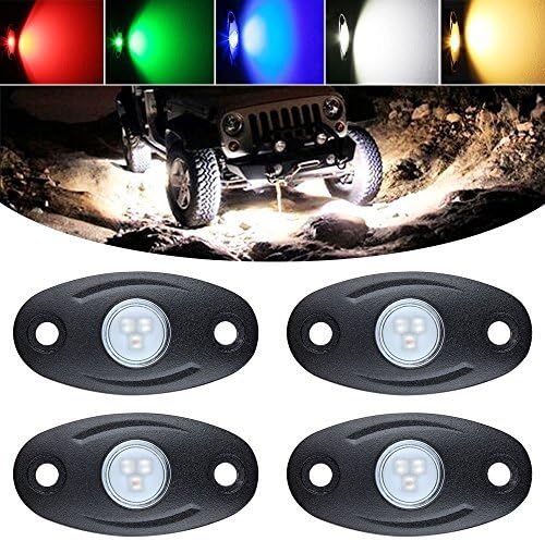 Autvivid 4 PCS Cree 9W / Each Universal LED Rock Lights Underbody Glow Trail Rig Lamp Atmosphere LED Lighting Kit Waterproof for JEEP ATV SUV UTV Offroad Truck Boat (Green)